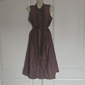Banana Republic Ruffled Front Button-Down Sleeveless Midi Dress Brown Size 0